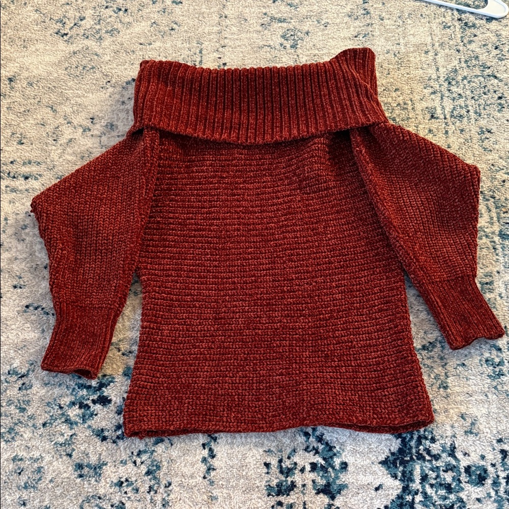 Forever 21 Off-Shoulder Sweater - Rust/Burnt Orange